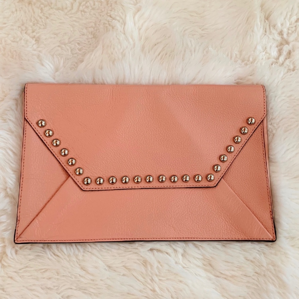 Rebecca Minkoff rose gold salmon color clutch